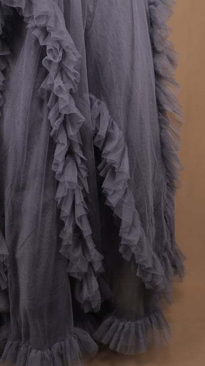 Vestido largo de tul con cuello halter