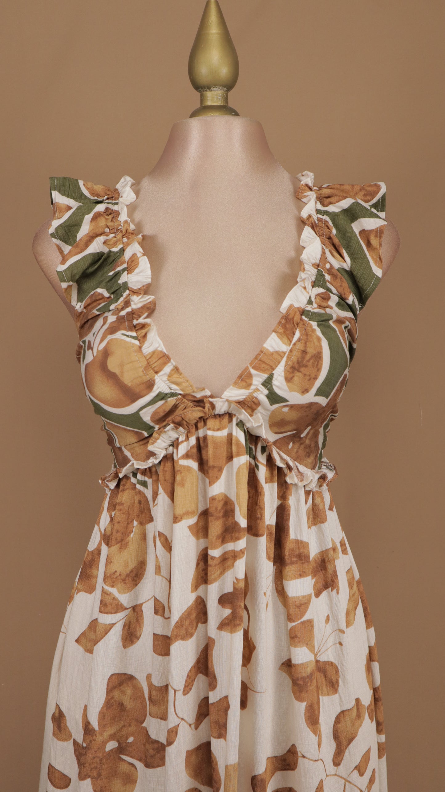 Vestido largo casual tipo lino con estampado
