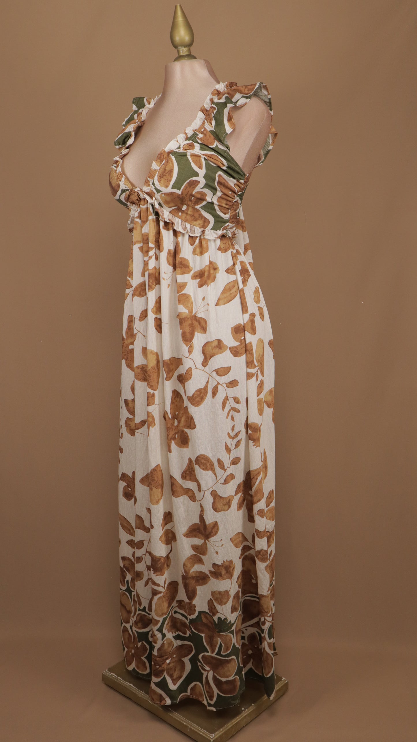 Vestido largo casual tipo lino con estampado