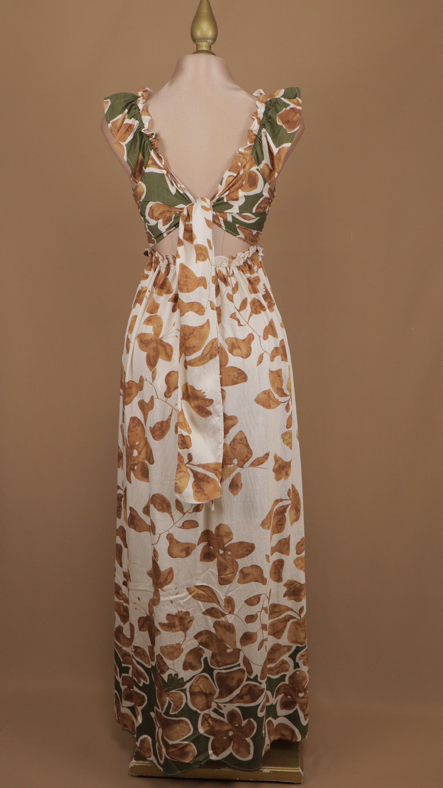 Vestido largo casual tipo lino con estampado