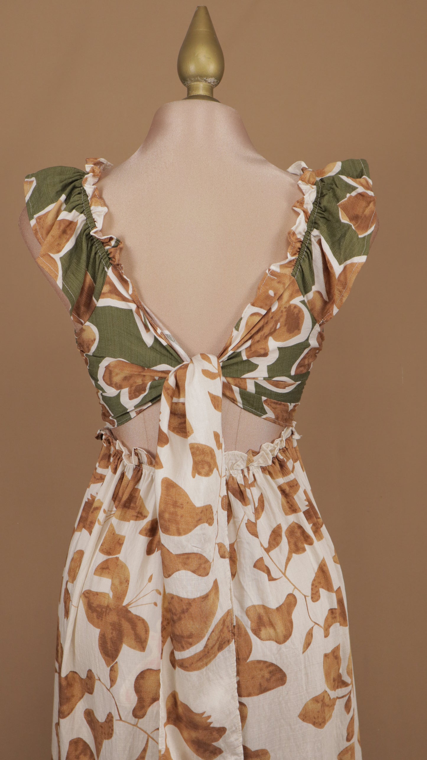 Vestido largo casual tipo lino con estampado