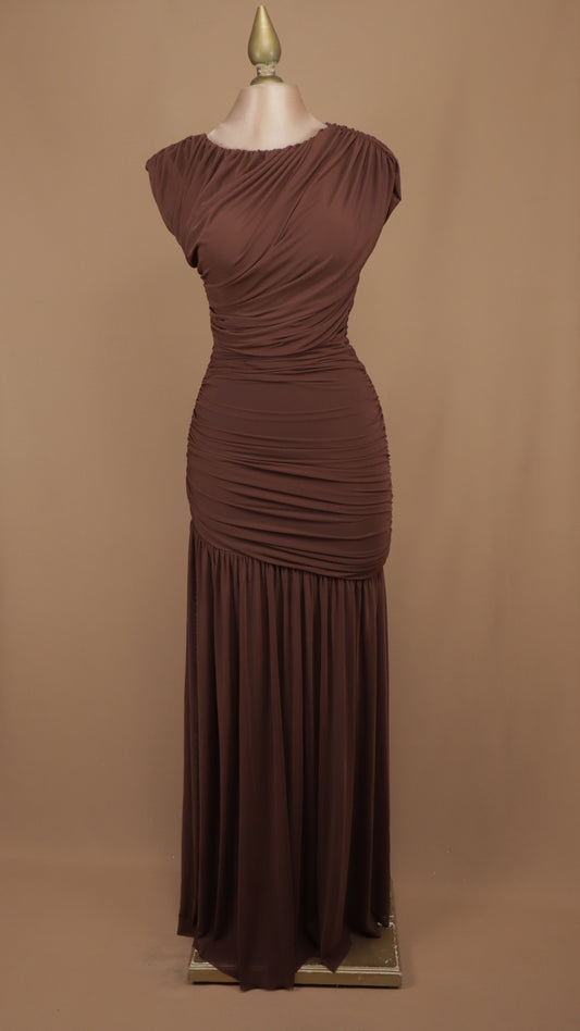 Vestido largo de maya plisado