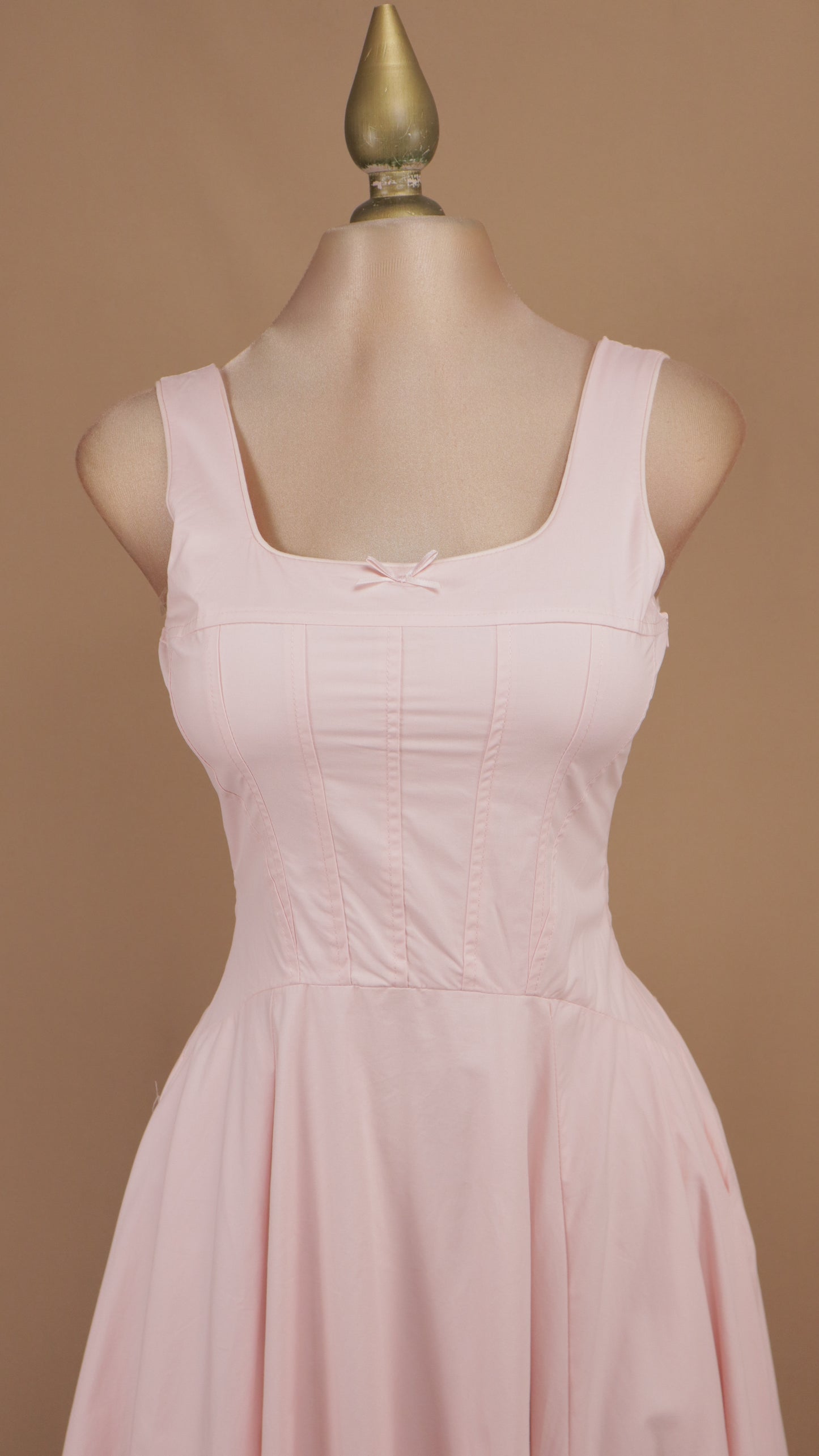 Vestido midi de popelina de algodón con corsé y falda