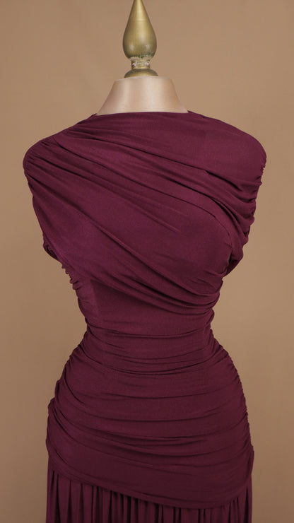 Vestido largo Étnico-Helénico con torso drapeado