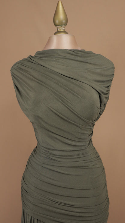 Vestido largo Étnico-Helénico con torso drapeado