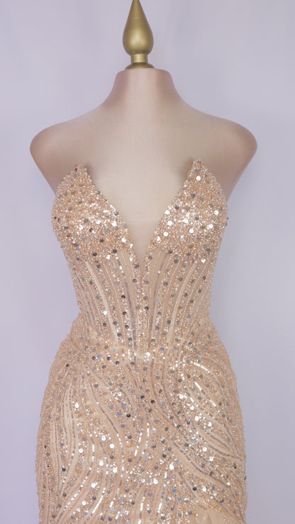 Vestido largo corte sirena estraple