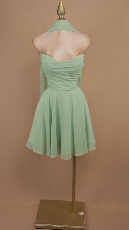 Vestido corto linea A de chiffon