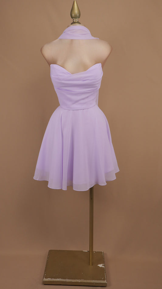 Vestido corto linea A de chiffon