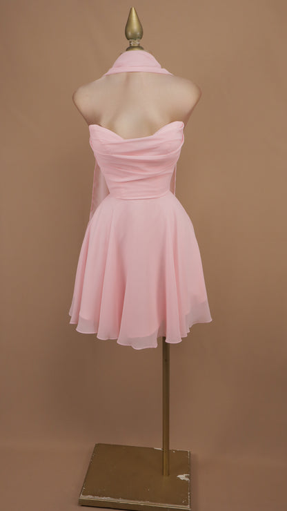 Vestido corto linea A de chiffon