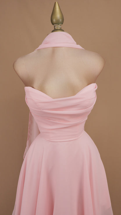 Vestido corto linea A de chiffon