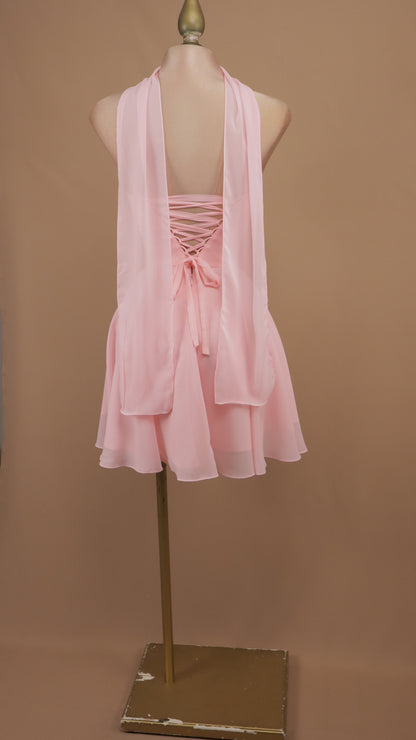 Vestido corto linea A de chiffon