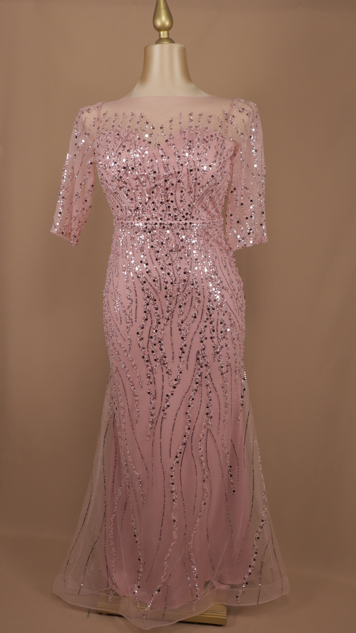 Vestido largo plus elegante con lentejuela