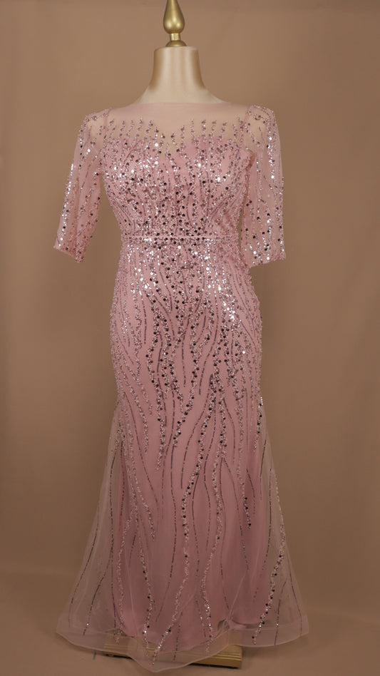 Vestido largo plus elegante con lentejuela