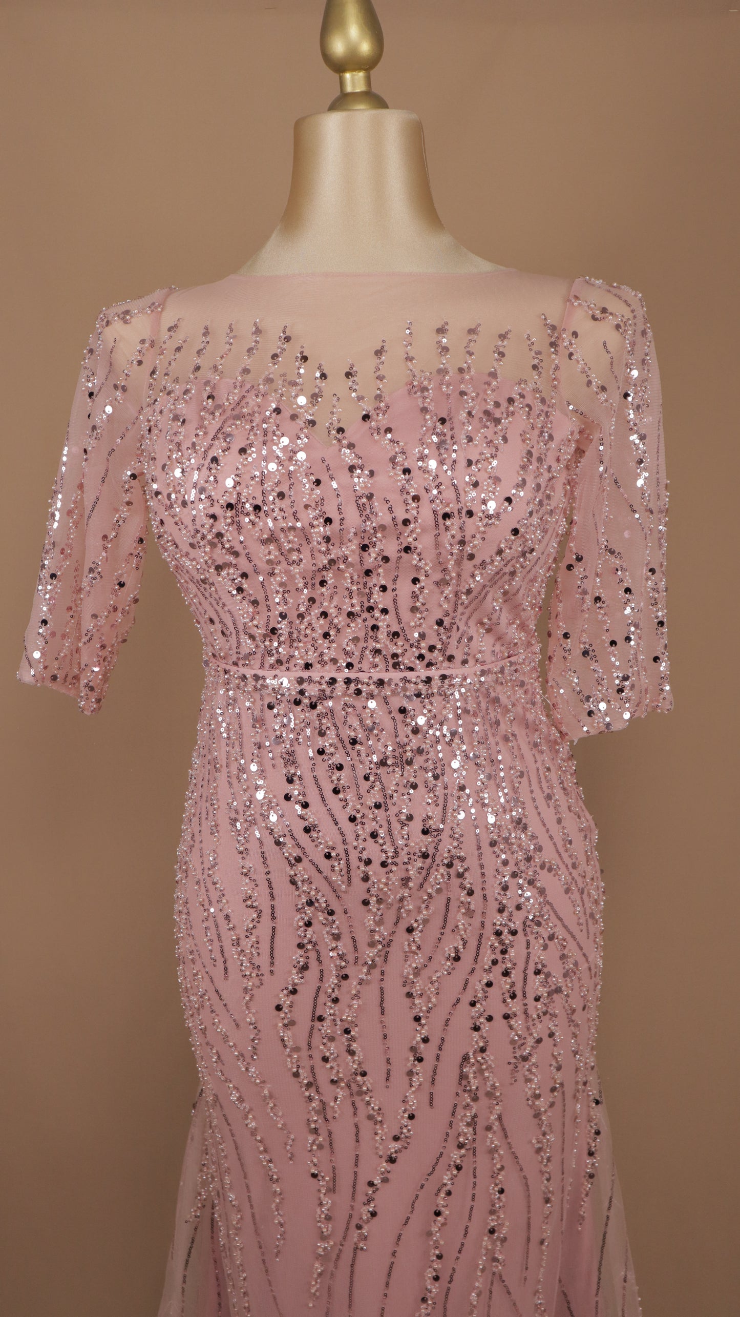 Vestido largo plus elegante con lentejuela