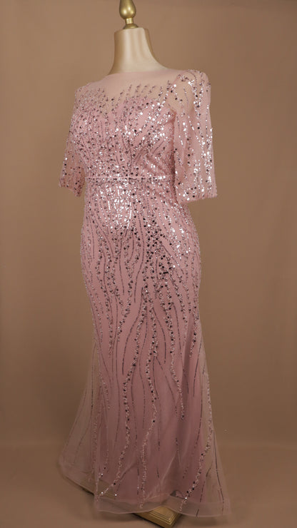 Vestido largo plus elegante con lentejuela