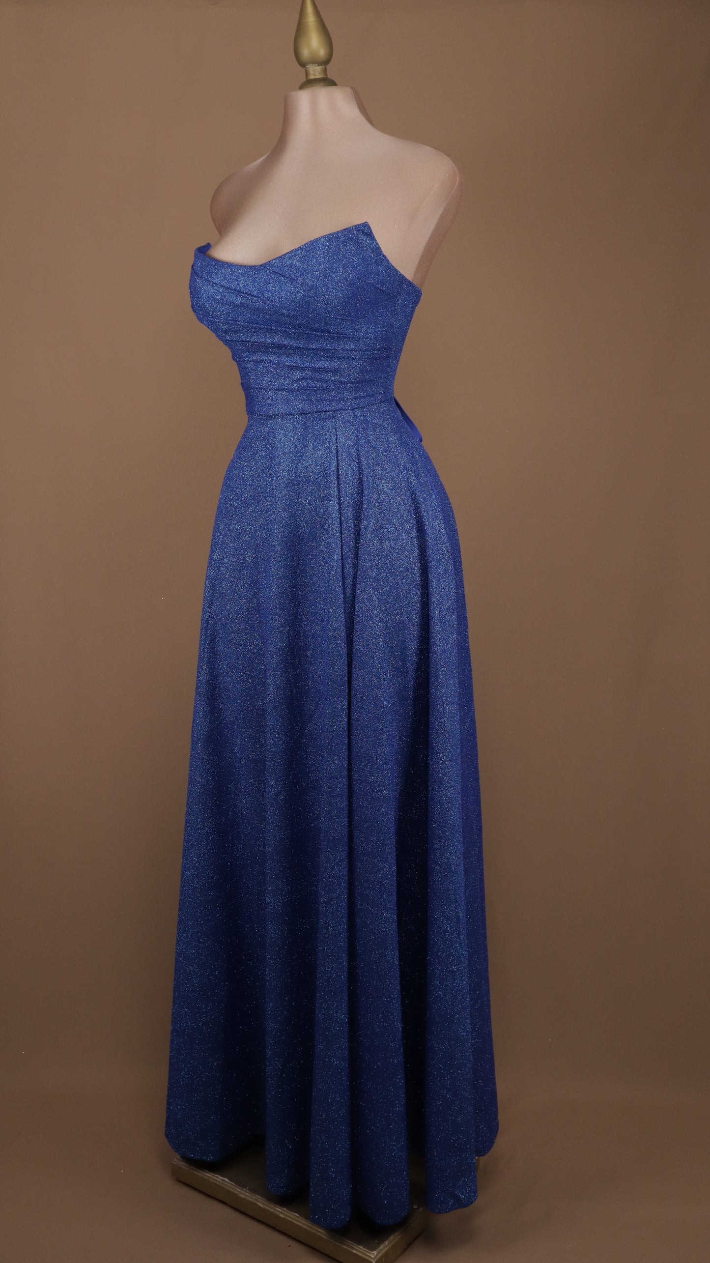 Vestido largo estraple destellos