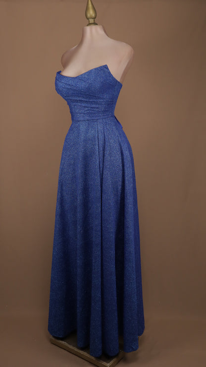 Vestido largo estraple destellos