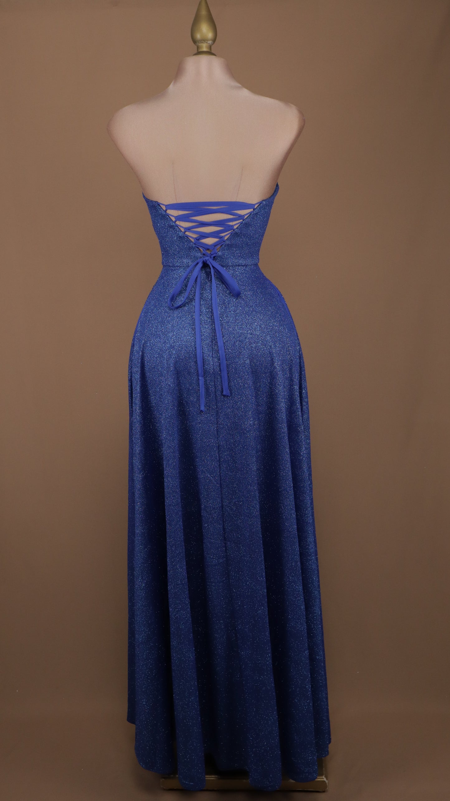 Vestido largo estraple destellos
