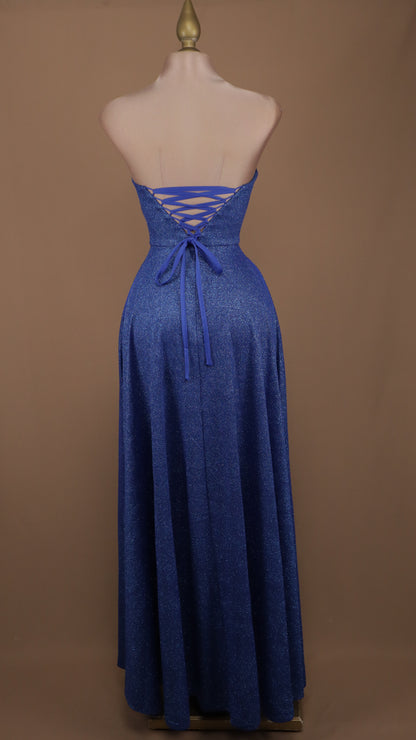 Vestido largo estraple destellos