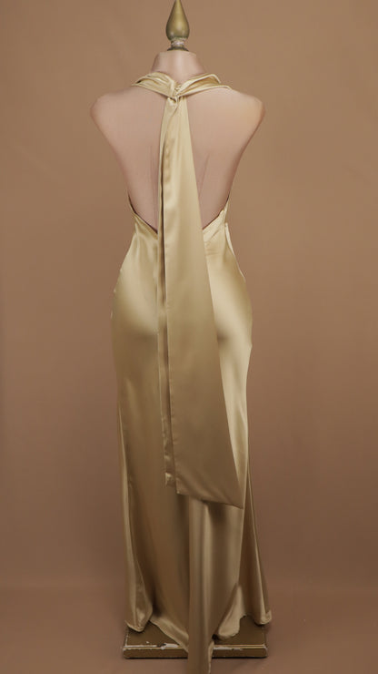 Vestido largo cuello halter