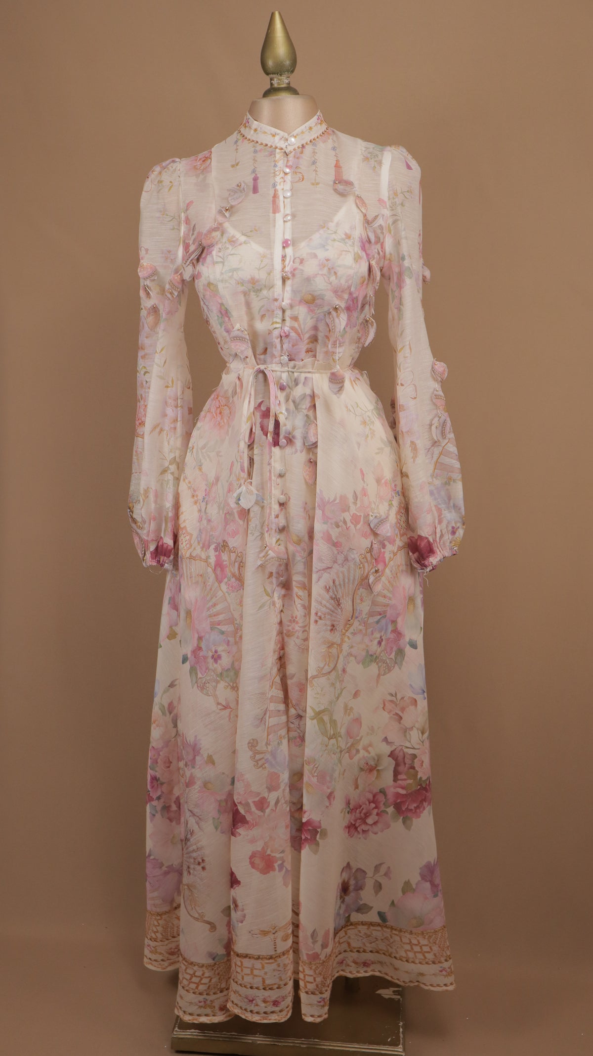 Vestido midi de alta gama con estampado romántico y flores 3D