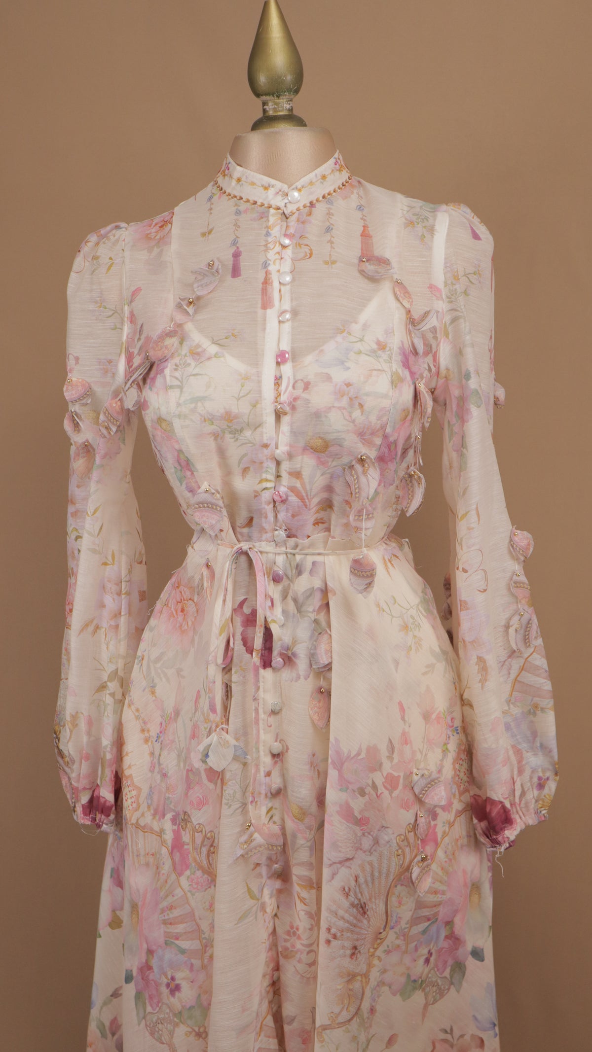 Vestido midi de alta gama con estampado romántico y flores 3D