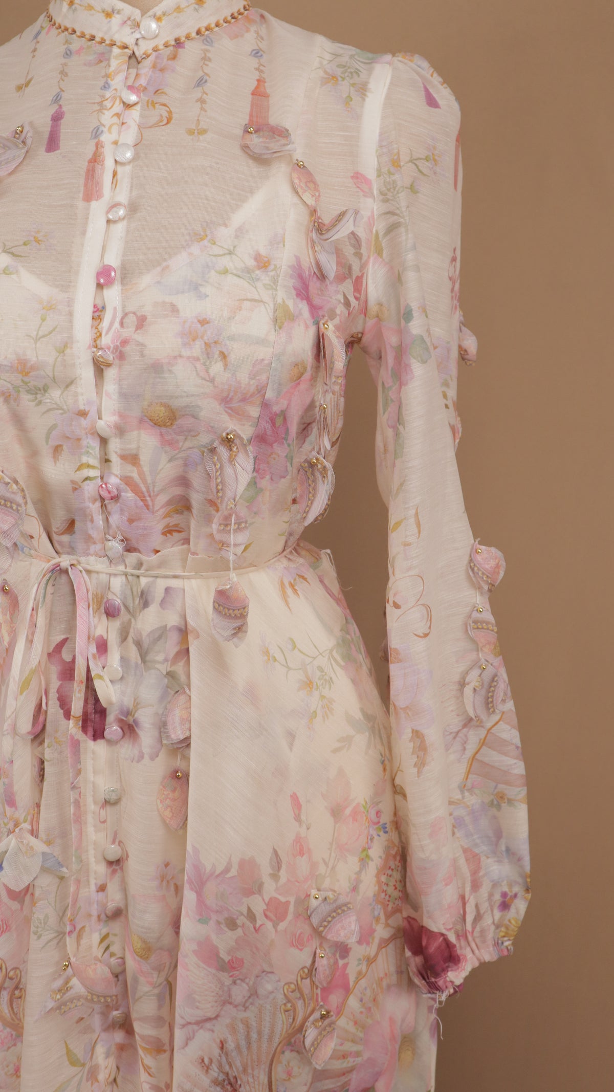 Vestido midi de alta gama con estampado romántico y flores 3D