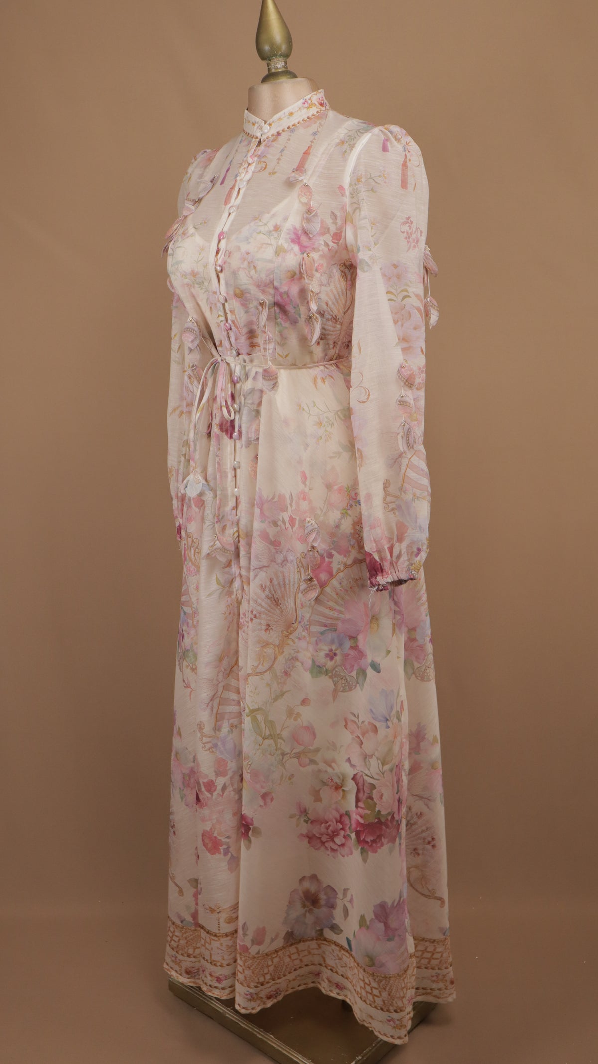 Vestido midi de alta gama con estampado romántico y flores 3D