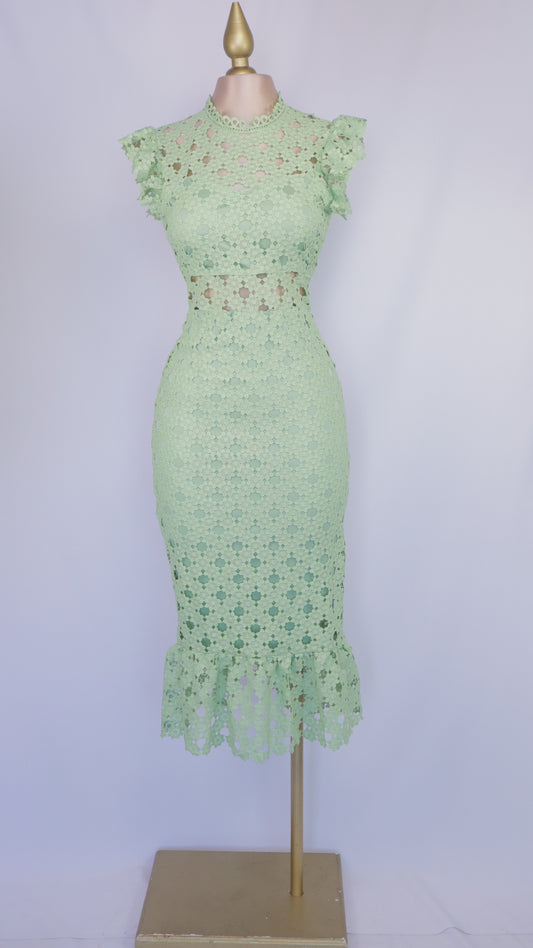 Vestido midi de guipur halter