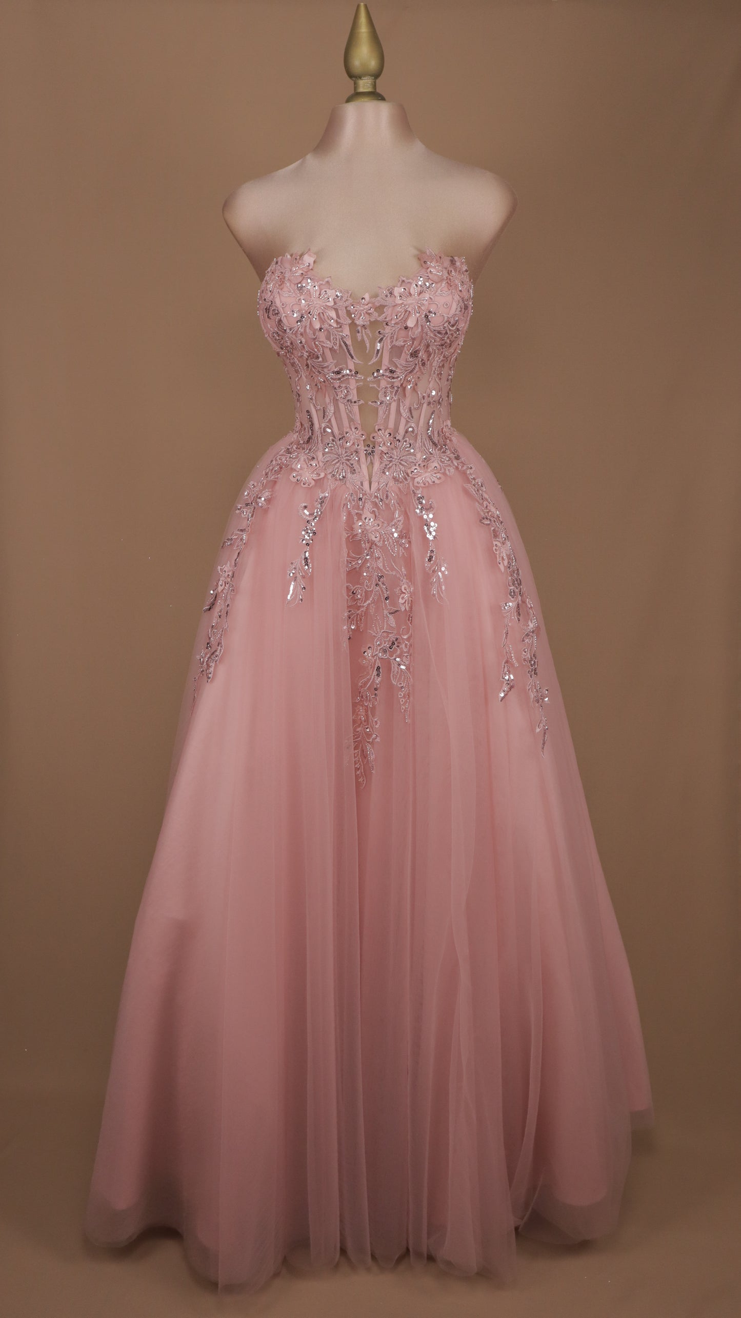 Vestido largo corte princesa