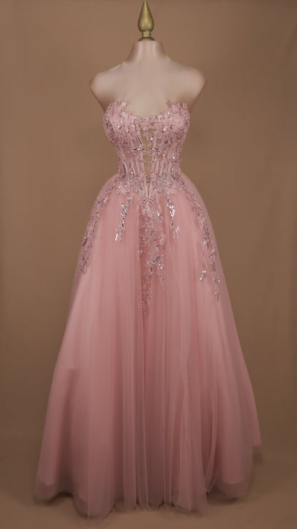 Vestido largo corte princesa