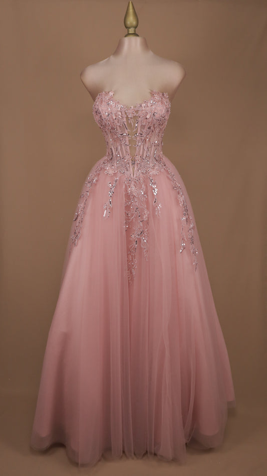 Vestido largo corte princesa