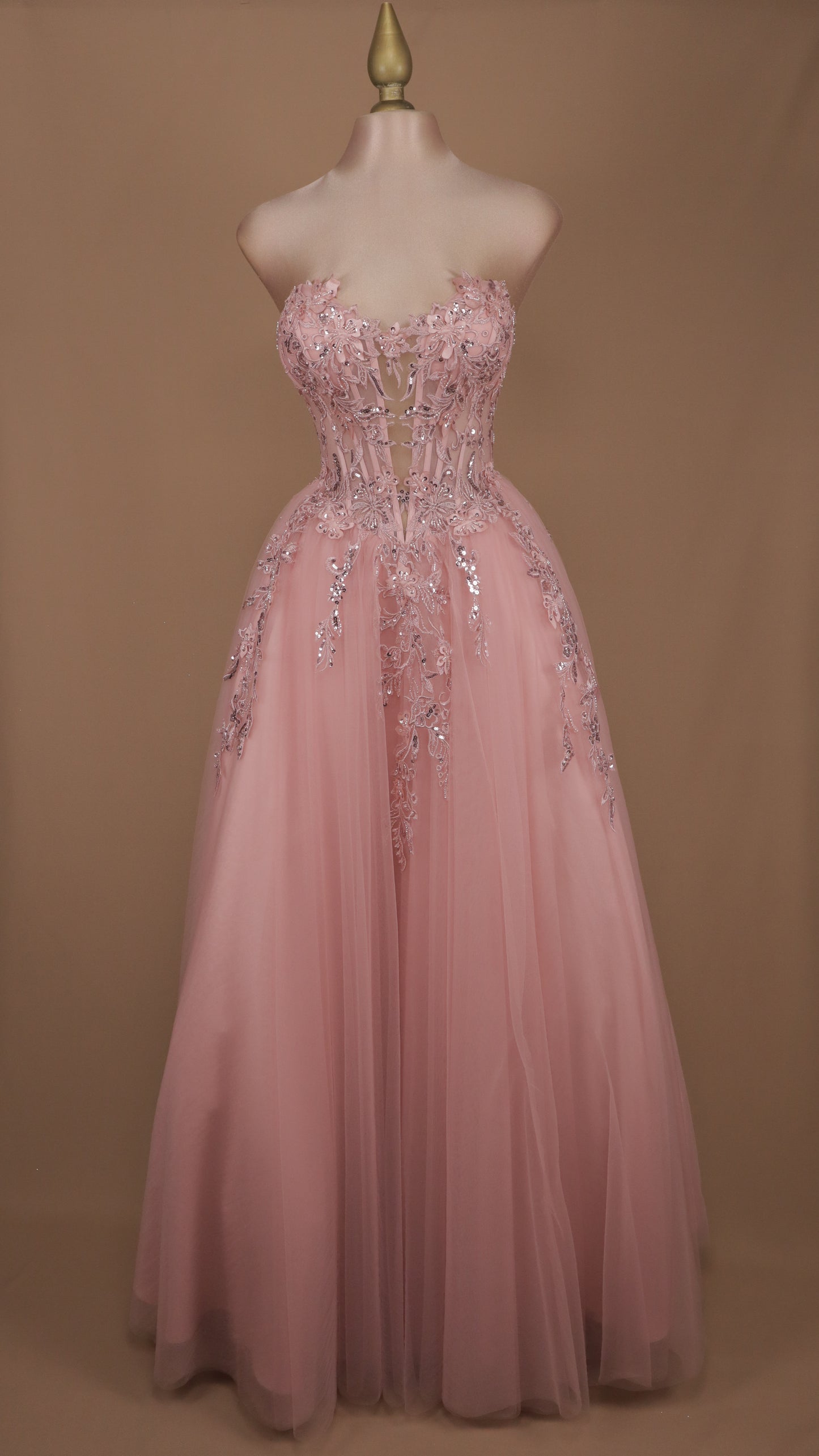 Vestido largo corte princesa