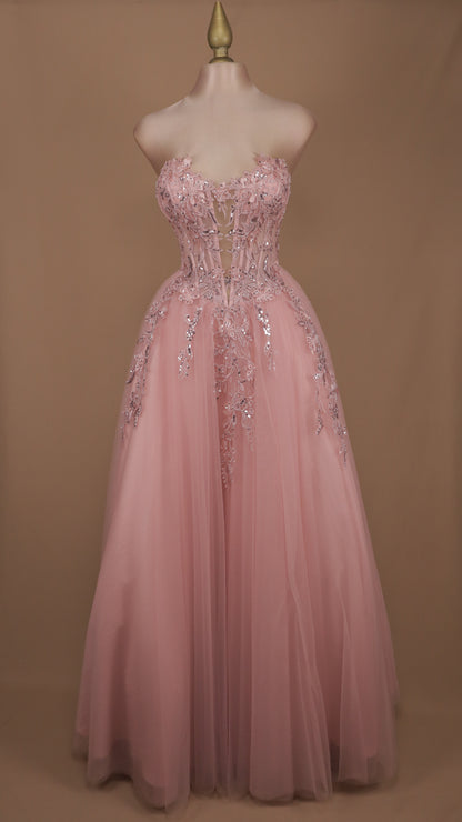 Vestido largo corte princesa