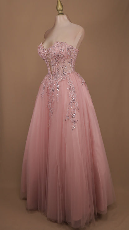 Vestido largo corte princesa