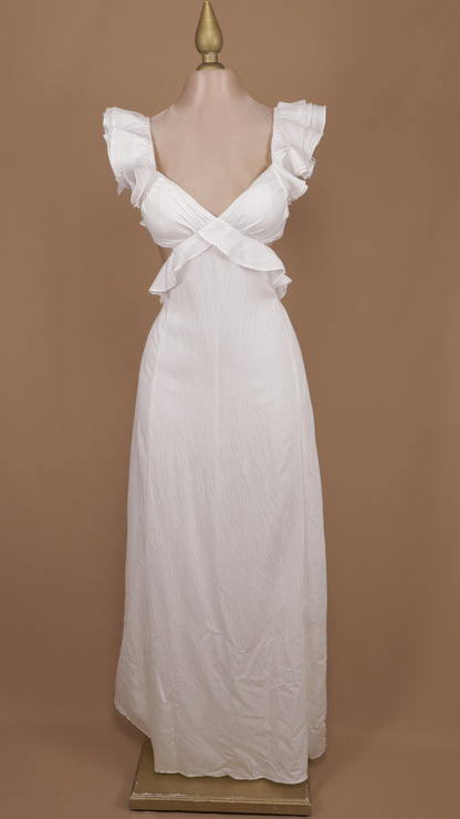 Vestido largo con escote en espalda y cintura