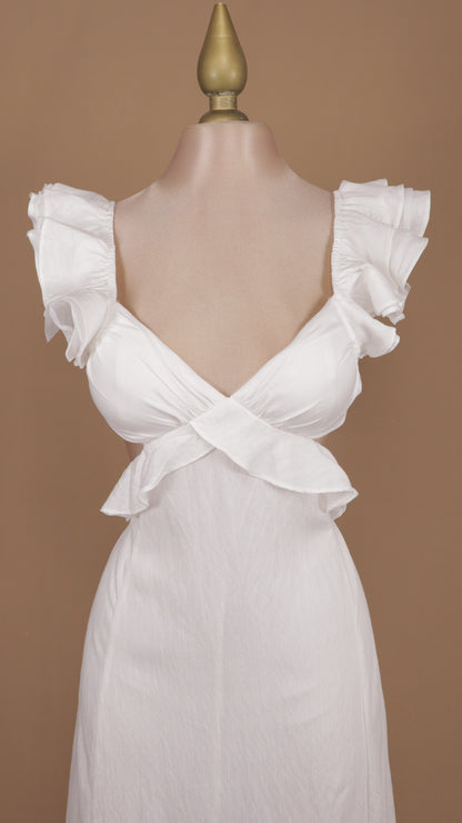 Vestido largo con escote en espalda y cintura