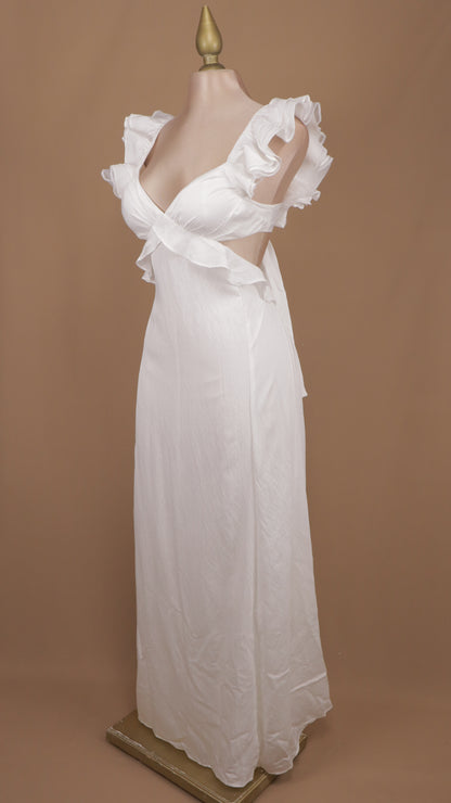 Vestido largo con escote en espalda y cintura