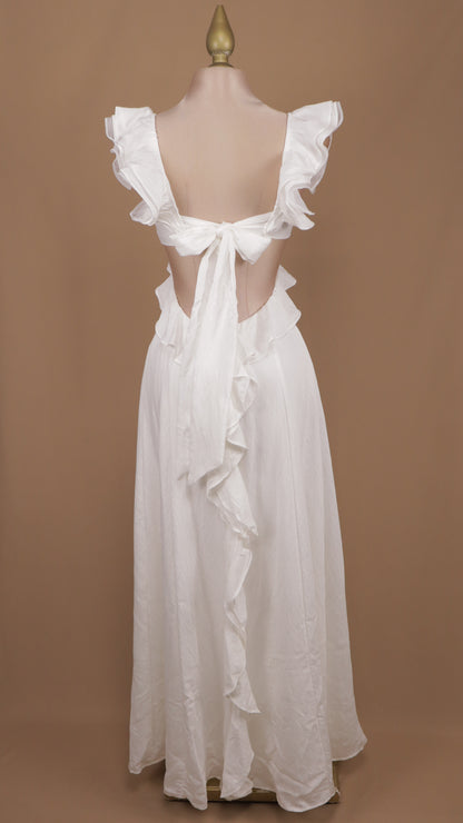Vestido largo con escote en espalda y cintura