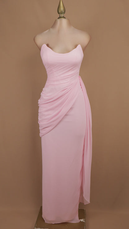 Vestido largo estraple con corset