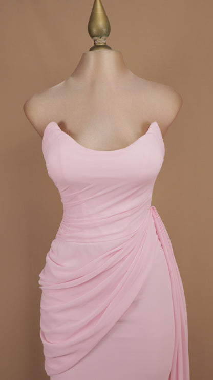 Vestido largo estraple con corset