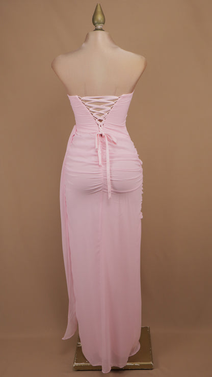 Vestido largo estraple con corset