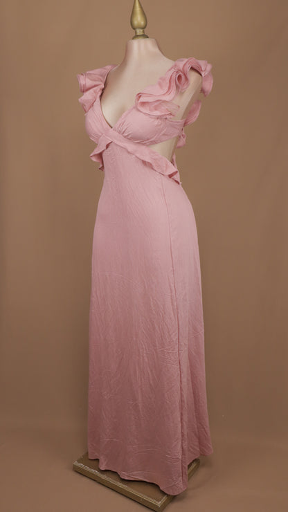 Vestido largo con escote en espalda y cintura