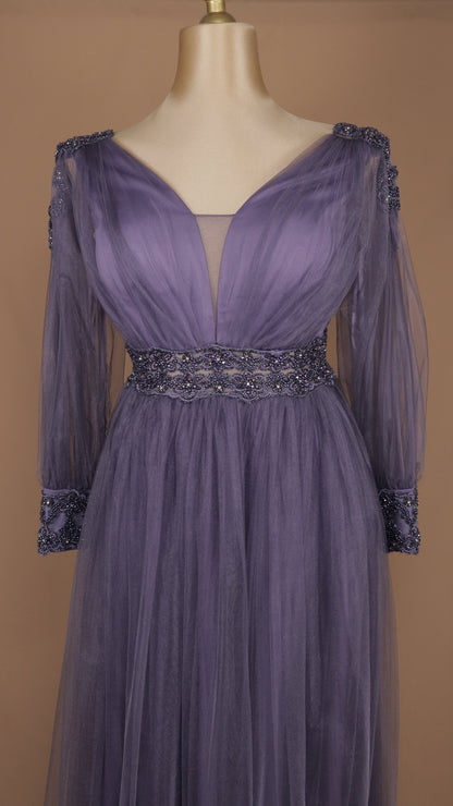 Vestido largo plus size con manga larga