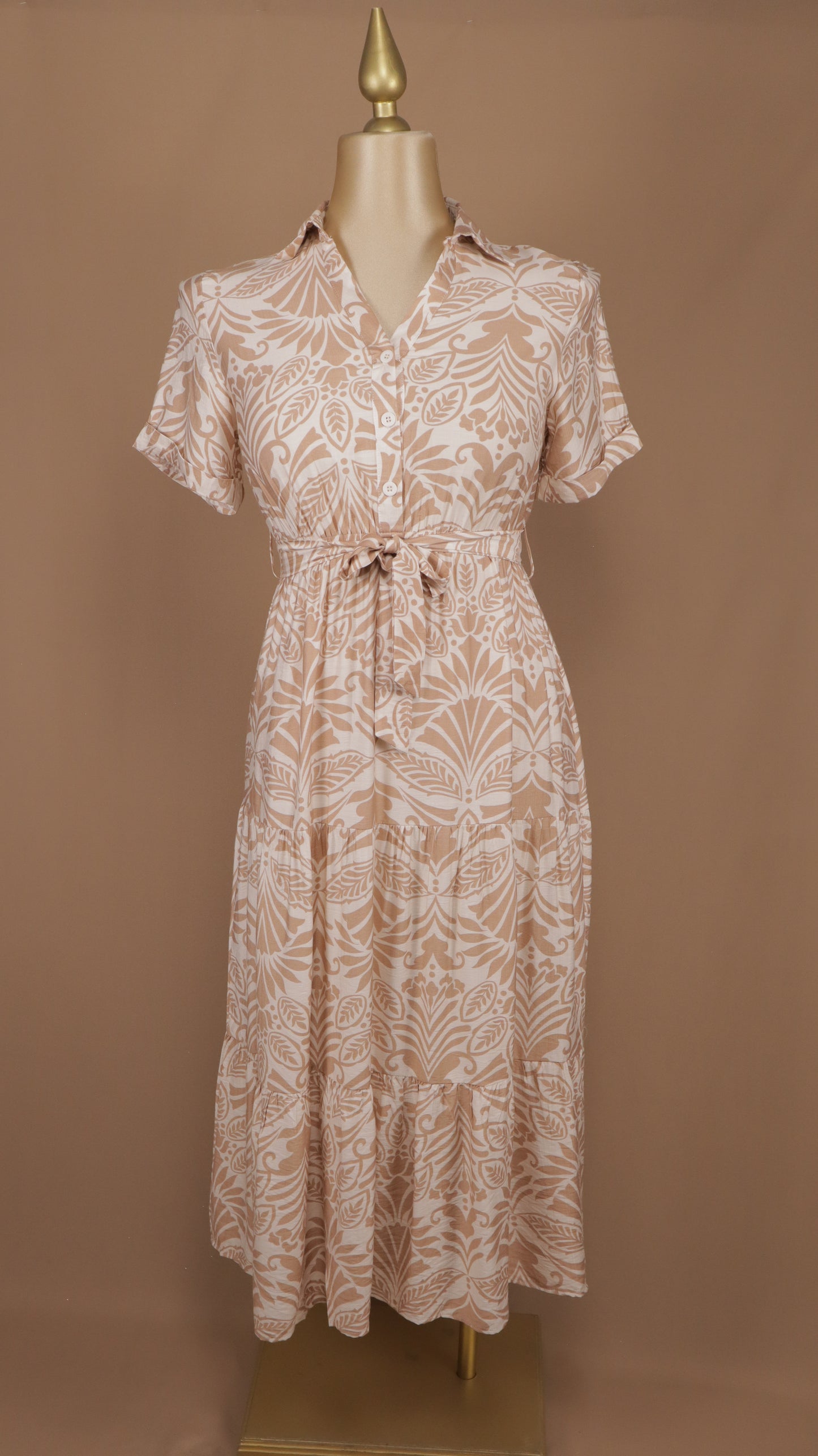 Vestido extra maxi con manga corta estampado