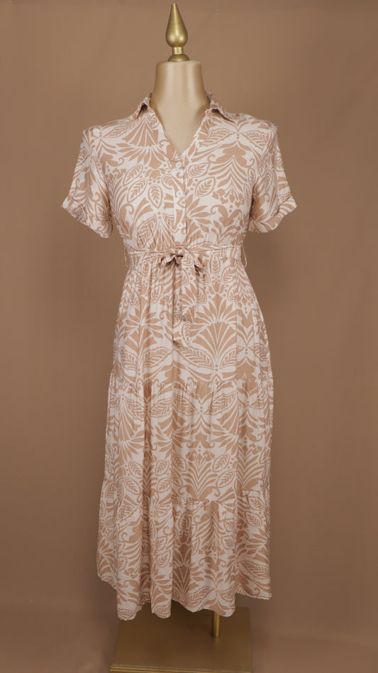 Vestido extra maxi con manga corta estampado