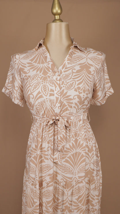 Vestido extra maxi con manga corta estampado