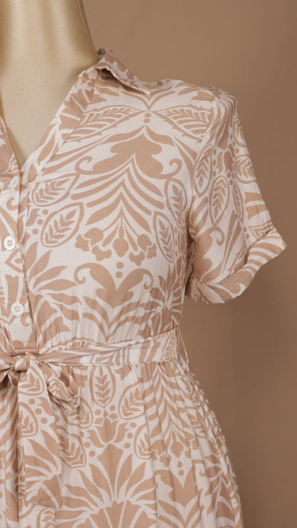 Vestido extra maxi con manga corta estampado