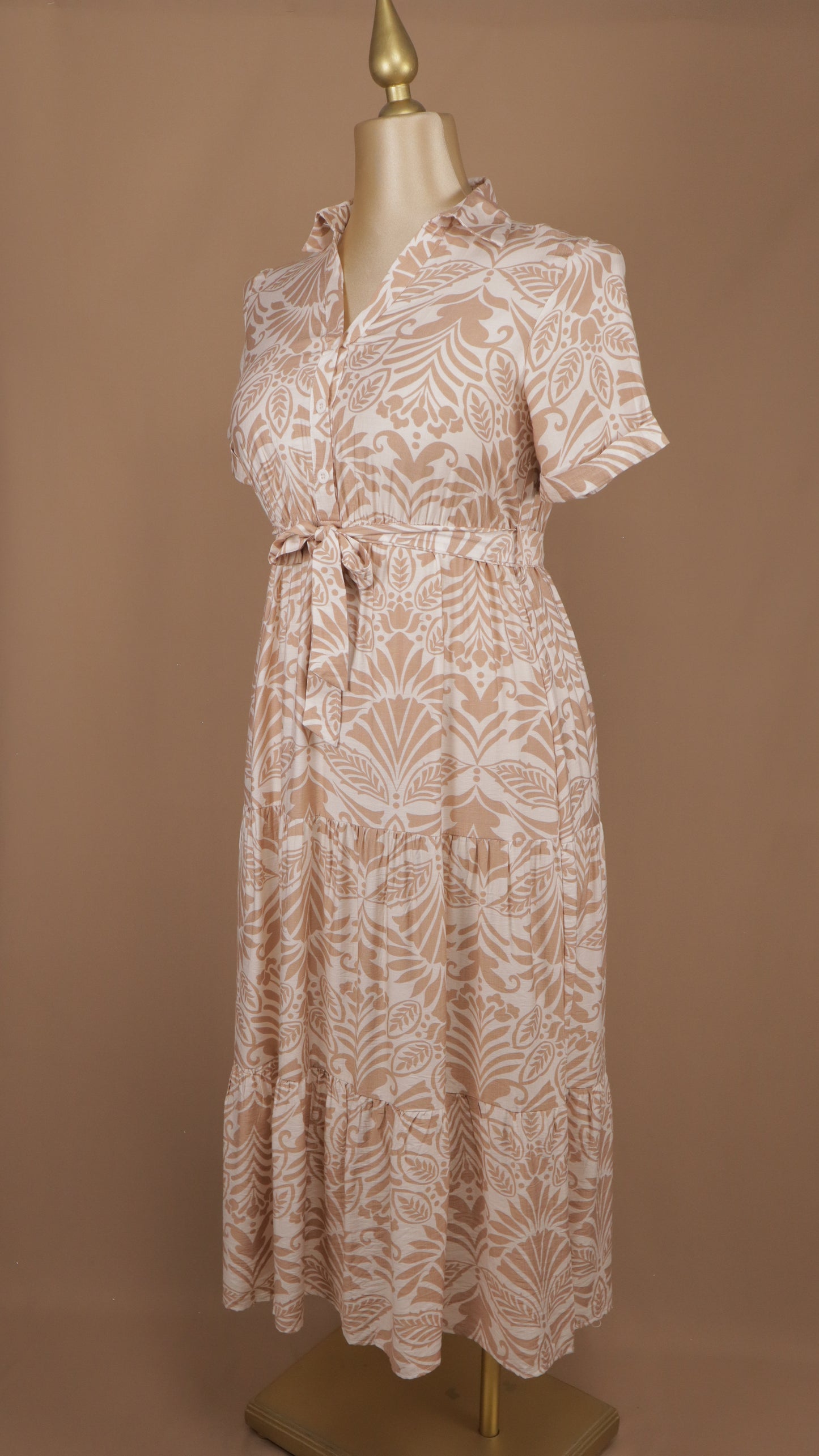 Vestido extra maxi con manga corta estampado