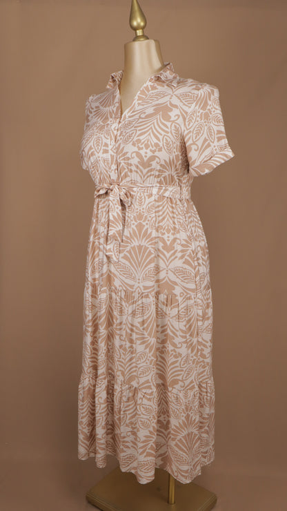 Vestido extra maxi con manga corta estampado